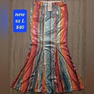 Crazy Train Serape Sequin Mermaid Skirt Dress sz L